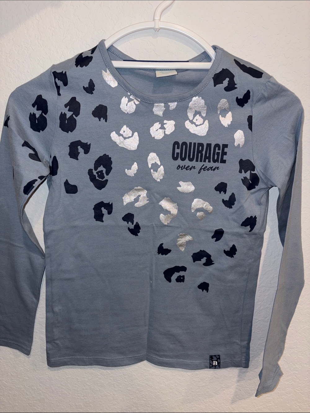 Courage Over Fear light blue Long-Sleeve Tee for Kids